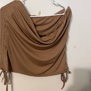 Bluebell Collection Tan Draped Blouse